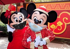  Mickey and Minnie wearing their protection
