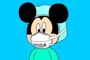  Mickey wearing protection