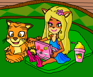  Spending with Coco and Pura with her Laptop and her Wumpa Smootie.