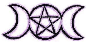  Wiccan Triple Moon Goddess Symbol with Pentagram