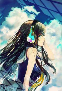  Anime girl listening to Muzik