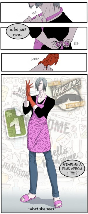  M-21 noblesse wearing ピンク apron!