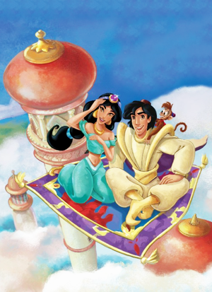  Walt 迪士尼 图片 - Princess Jasmine, Prince Aladdin, Abu & Carpet