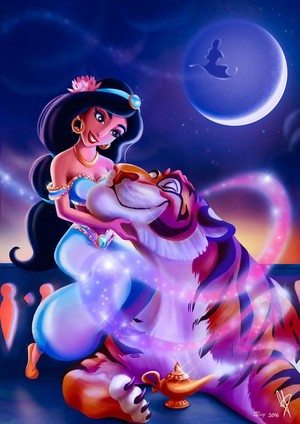  Walt 迪士尼 粉丝 Art - Princess 茉莉, 茉莉花 & Rajah
