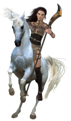  মর্দানী স্ত্রীলোক Warrior riding an Horse