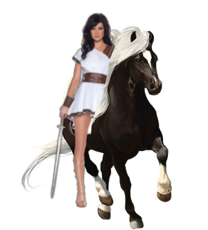  amazone, amazon Warrior riding an Horse