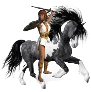  amazone, amazon Warrior riding an Horse