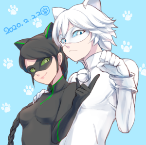  Lady Noire and Chat blanc, blanco