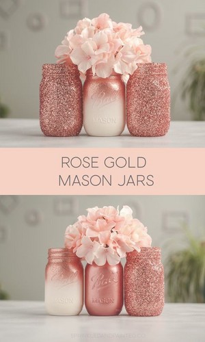 Rose Gold Mason Jar Ideas