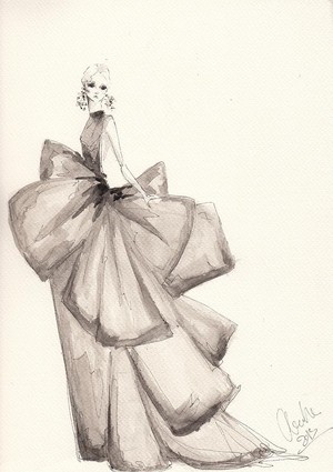  Art Bow Dress নকশা Sketch