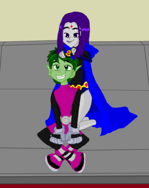  Beast Boy and Raven 愛 Titans Together..