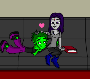  Beast Boy and Raven in প্রণয় in Sweet Claw