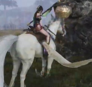 Guan Yinping riding an Beautiful White Pegasus