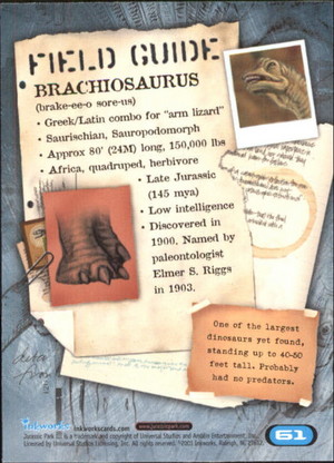 Jurassic Park III Field Guide: Brachiosaurus