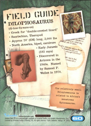  Jurassic Park III Field Guide: Dilophosaurus