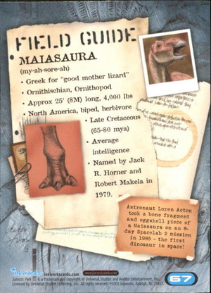  Jurassic Park III Field Guide: Maiasaura