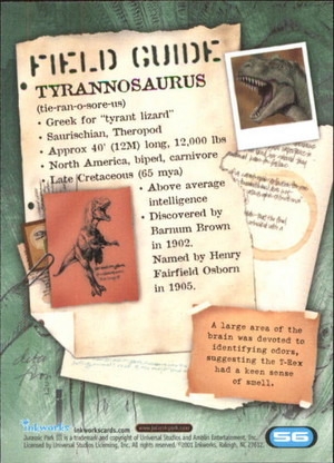  Jurassic Park III Field Guide: Tyrannosaurus Rex