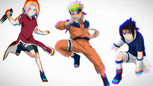 Naruto, Sakura, and Sauske Glitch