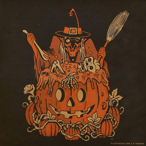  Vintage Style halloween Illustrations por Austin R. Pardun