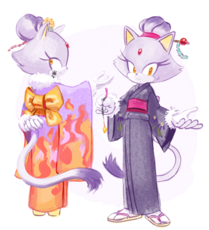  Blaze the cat in a kimono