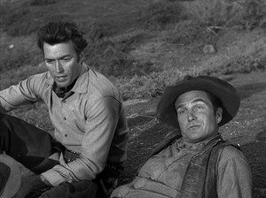  Clint Eastwood as Rowdy Yates and Eric Fleming as Gil Favor in Rawhide