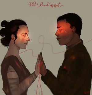  Finn/Rey Drawing - Red Thread Of Fate