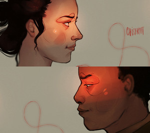  Finn/Rey Drawing - Red Thread Of Fate