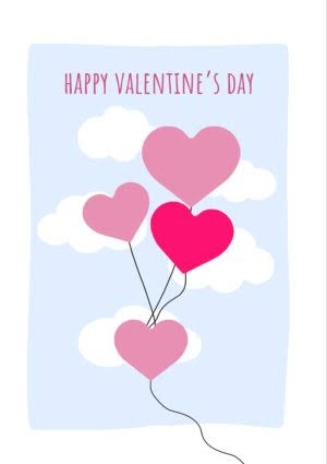  दिल Balloons Valentine's दिन Card