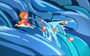 Ponyo on the Cliff sejak the Sea kertas dinding