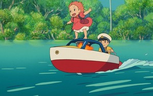 Ponyo on the Cliff by the Sea Wallpaper