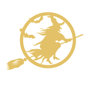 Witch Riding Broom (gold)