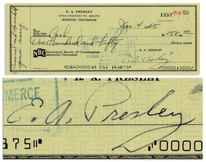  Elvis Presley Personal Signed Check