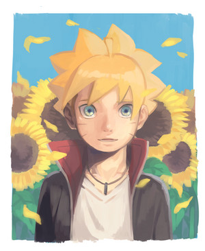  boruto with sunflowers