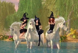  Charmingly Hot Witches riding on their unicorni