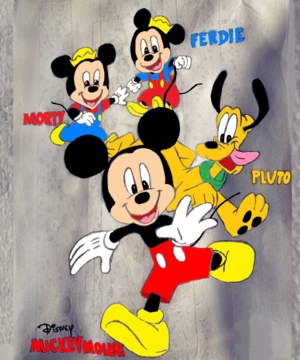  Mickey topo, mouse Pluto Morty and Ferdie..