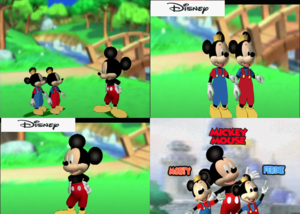 Mickey Mouse with his Twins Nephews Morty and Ferdie (Cameos)