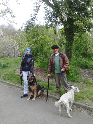 My Irish friend Michael and me with our dogs