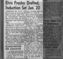 Article Pertaining To 1958 Army Draft