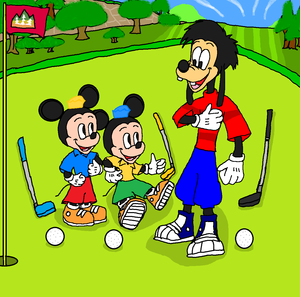  ディズニー Golf⛳ Morty & Ferdie Fieldmouse and Max Goof. Playing Golf Together.