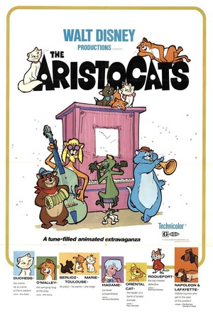  Movie Poster 1970 迪士尼 Cartoon, The Aristocats
