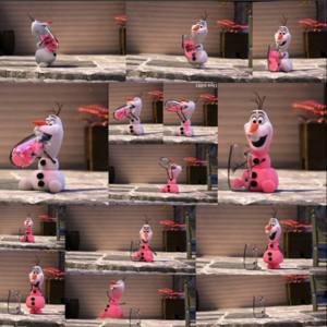 Olaf and his pink lemonade