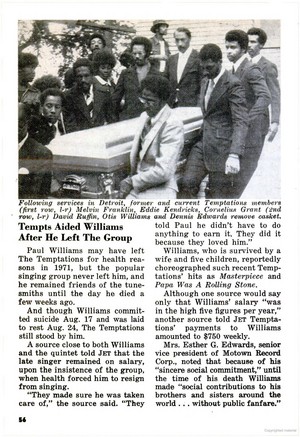  기사 Pertaining To Paul Williams' Funeral 1973