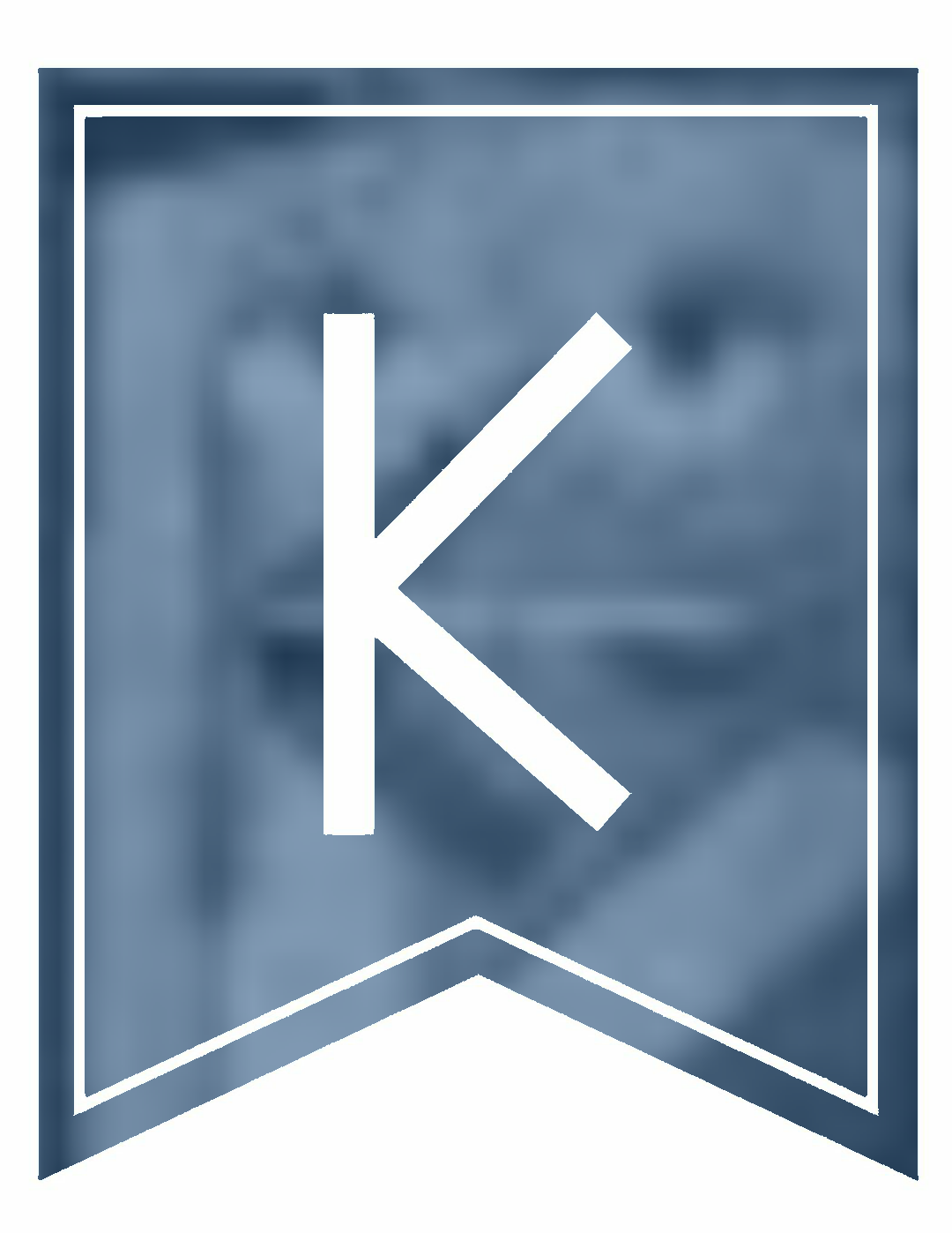 Blue Banner Letter – K