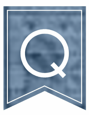 Blue Banner Letter – Q
