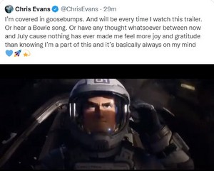 Chris on 'Lightyear' (Via Twitter)