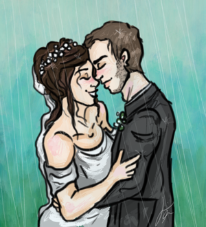  Fitzsimmons Drawing - Wedding In The Rain
