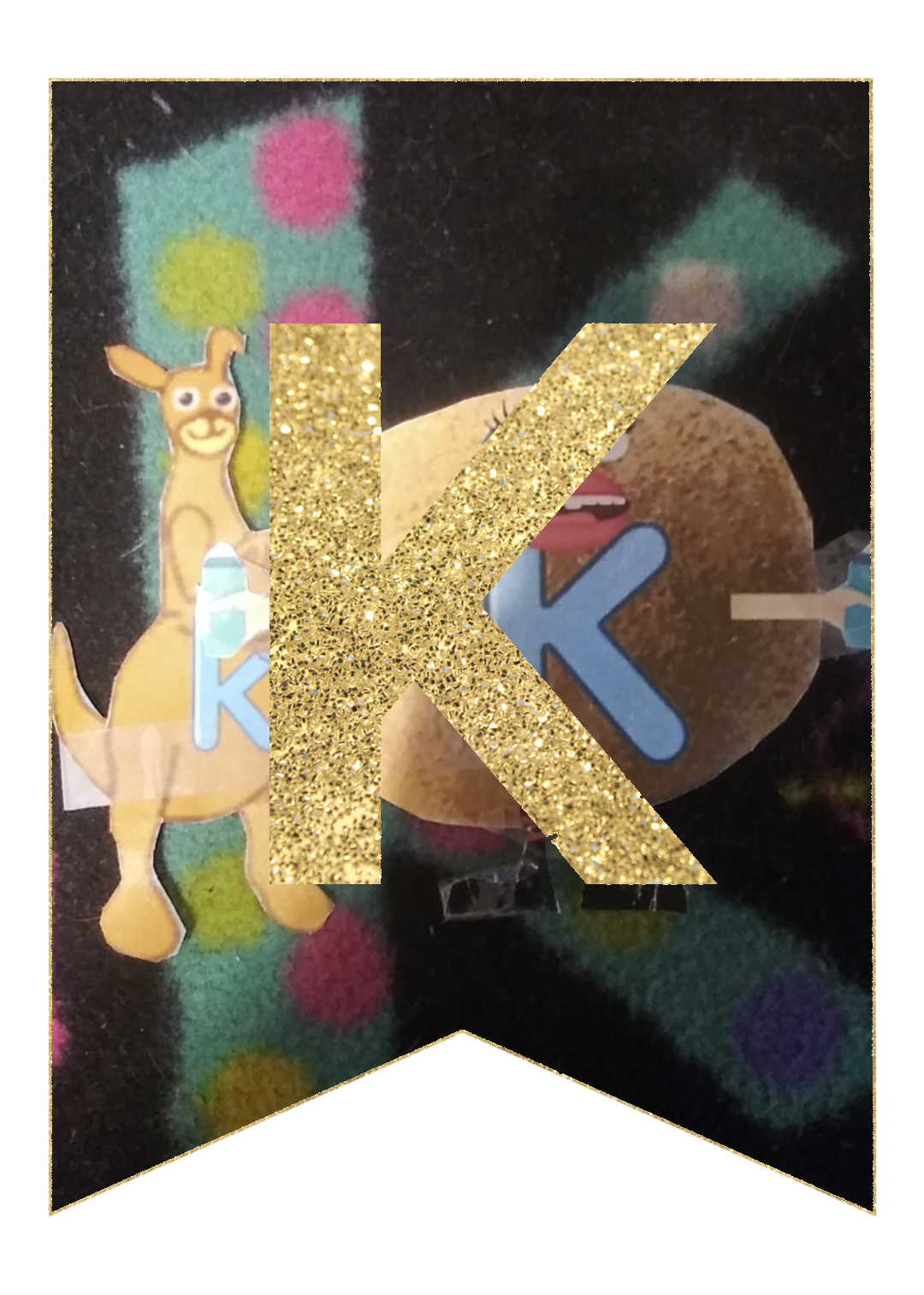 K – Gold Alphabet Banner Letter