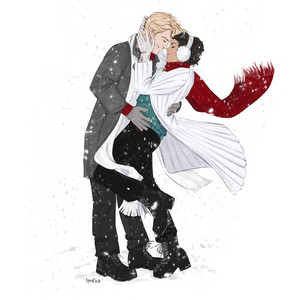  Peeta/Katniss Drawing - Fur, Snow And Lipstick