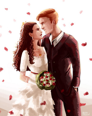  Ron/Hermione Drawing - She сказал(-а) Yes