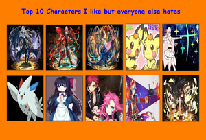  top, boven 10 characters i like but everyone else hates